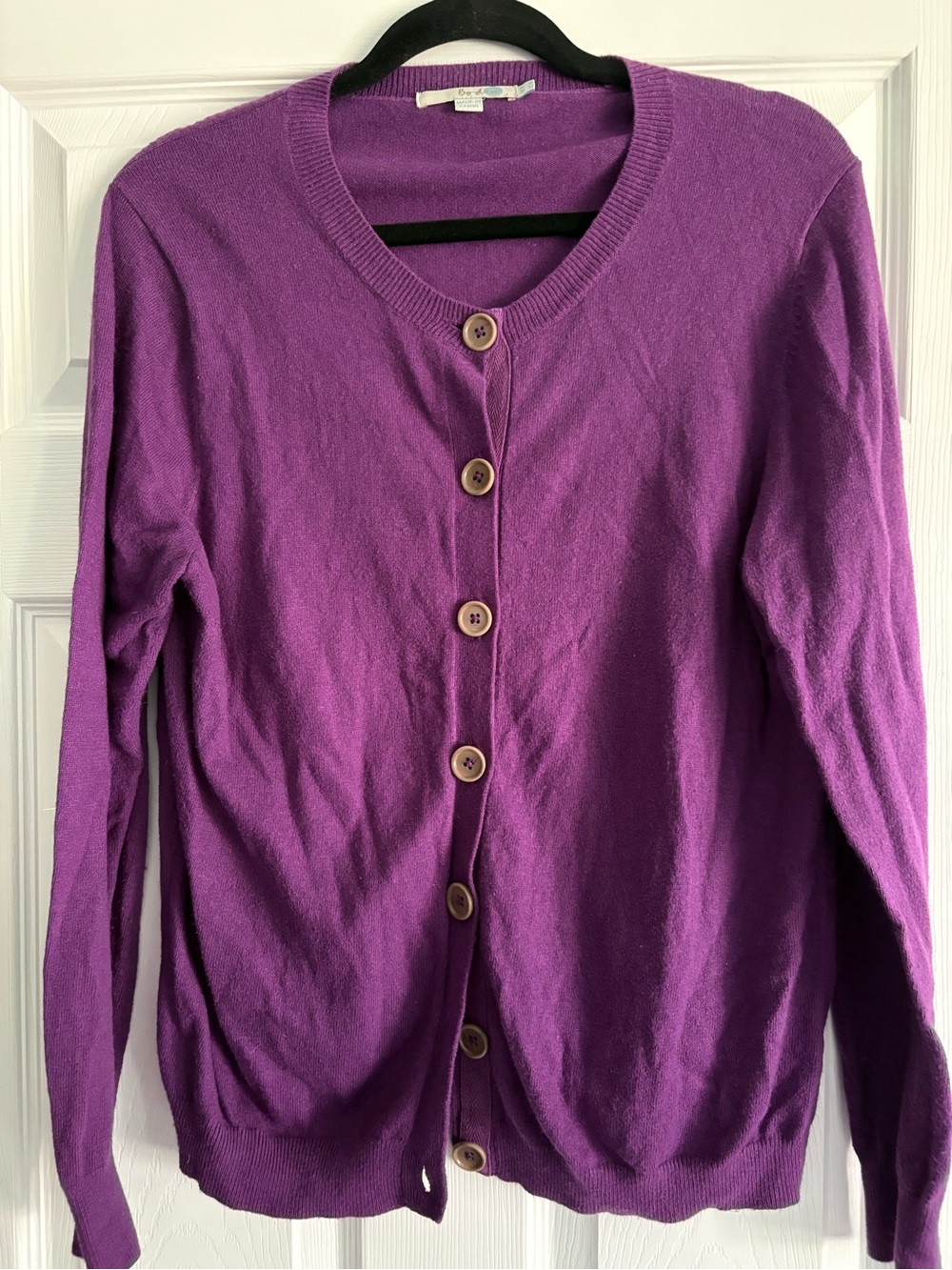 Boden Purple Cotton Cashmere Blend Cardigan Size US 14
